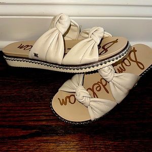 Sam Edelman Alyse White Double Knot & Studded Sandal